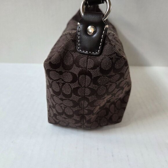 Coach Purse Signature C Monogram Logo Print Brown Jacquard Mini Hobo Bag Y2K - Picture 3 of 10